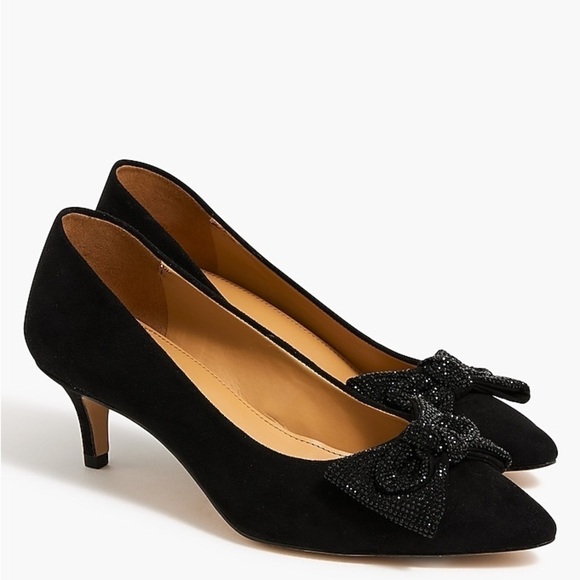 J Crew Crystal bow kitten heels BU514 - Picture 1 of 7